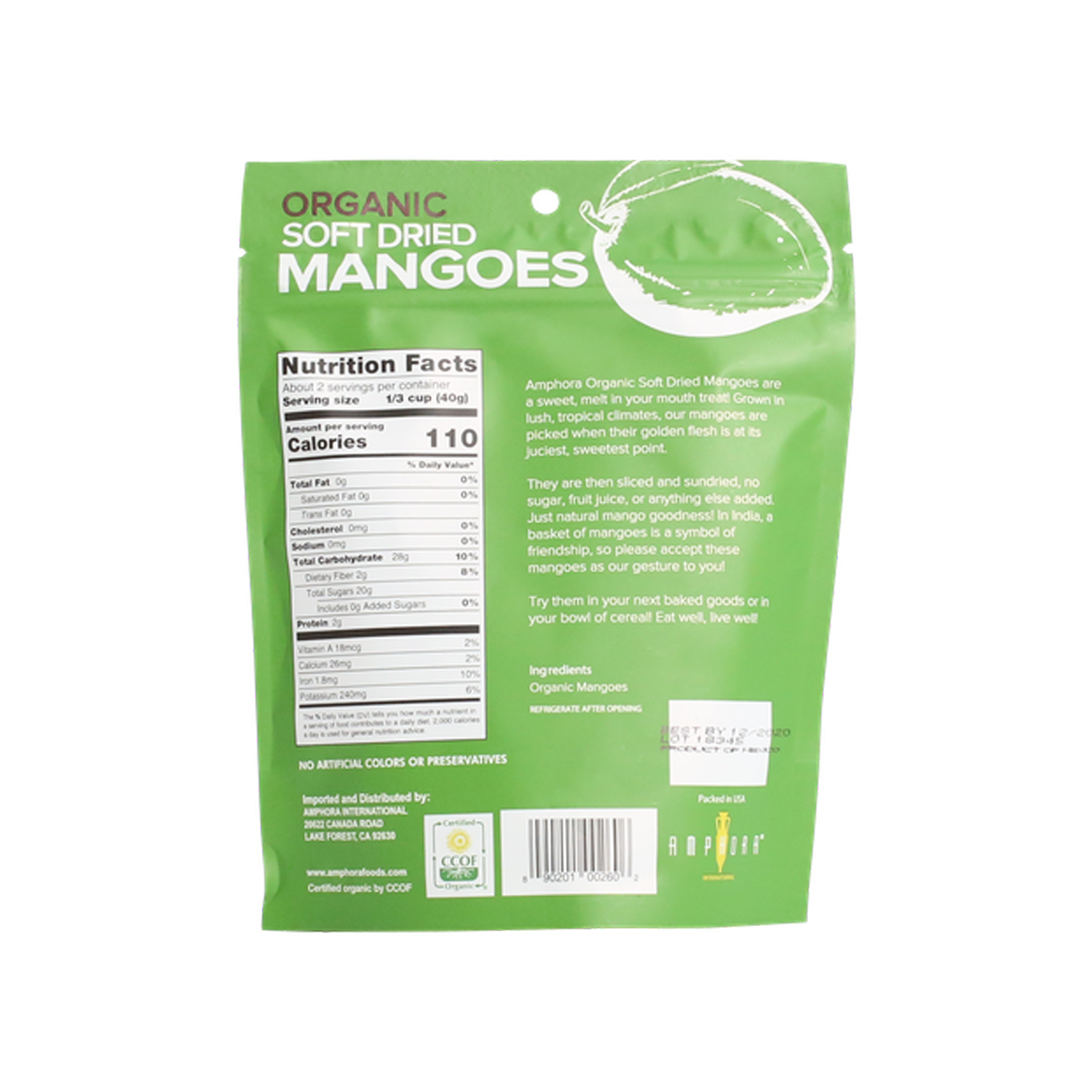 Amphora International, Inc. Organic Soft Dried Mangoes